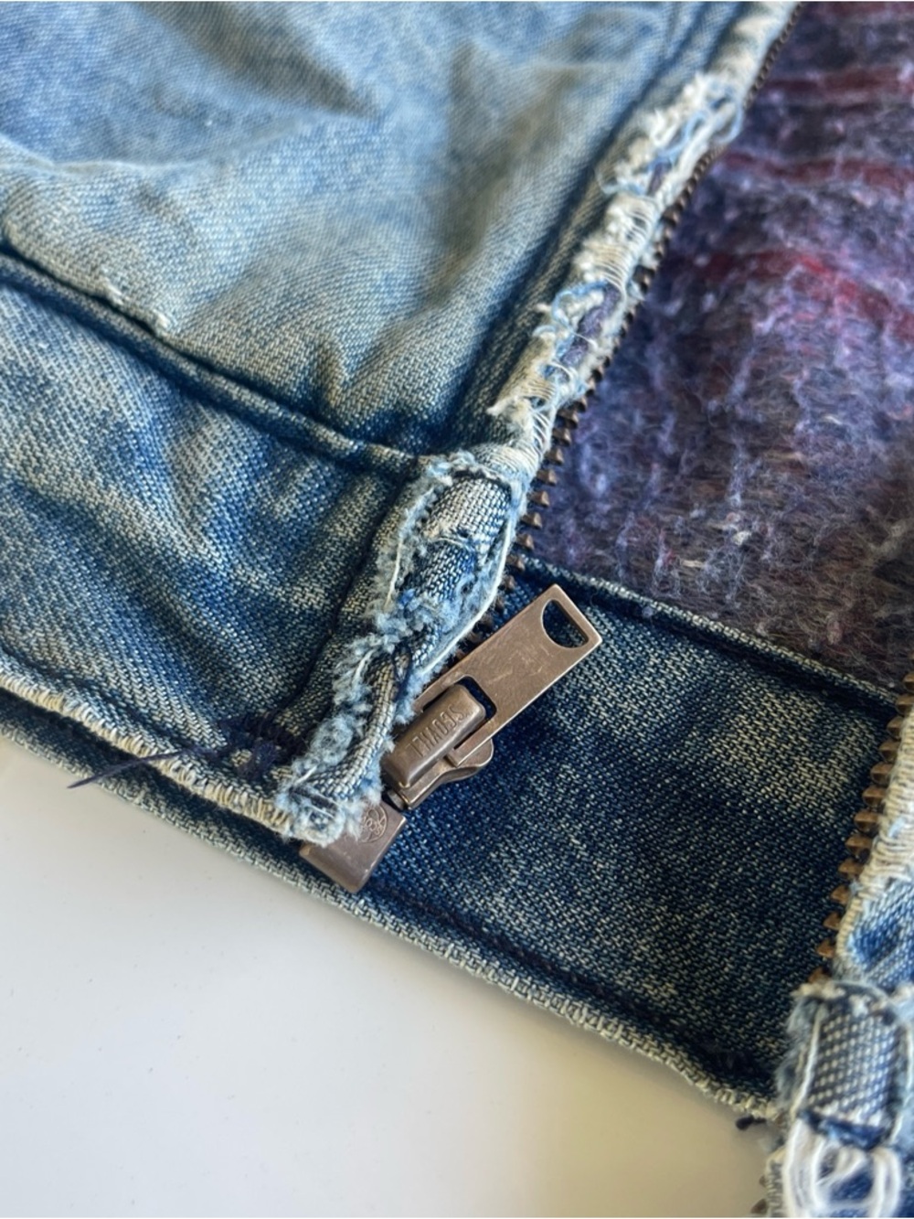 Vintage Big Ben Wrangler Denim Bomber Jacket M Chore Coat Workwear Distressed - Picture 16 of 16